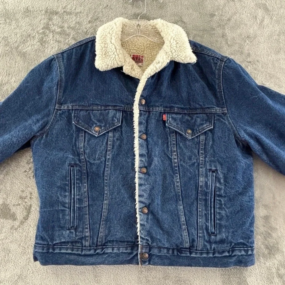 Vintage Levi's Sherpa Lined Denim Trucker Jacket Mens 44R Type III‎ USA 1980s